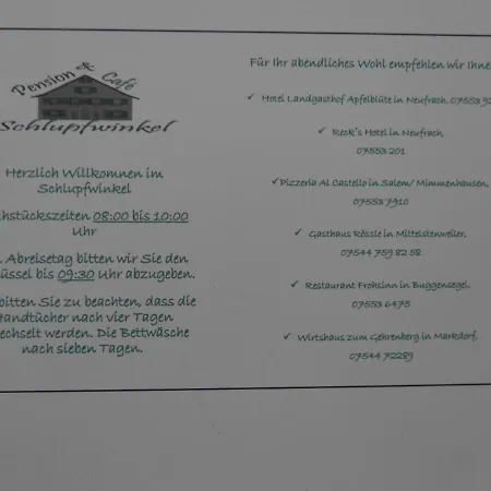 Pension&café Schlupfwinkel 3* Salem (Baden-Wurttemberg)